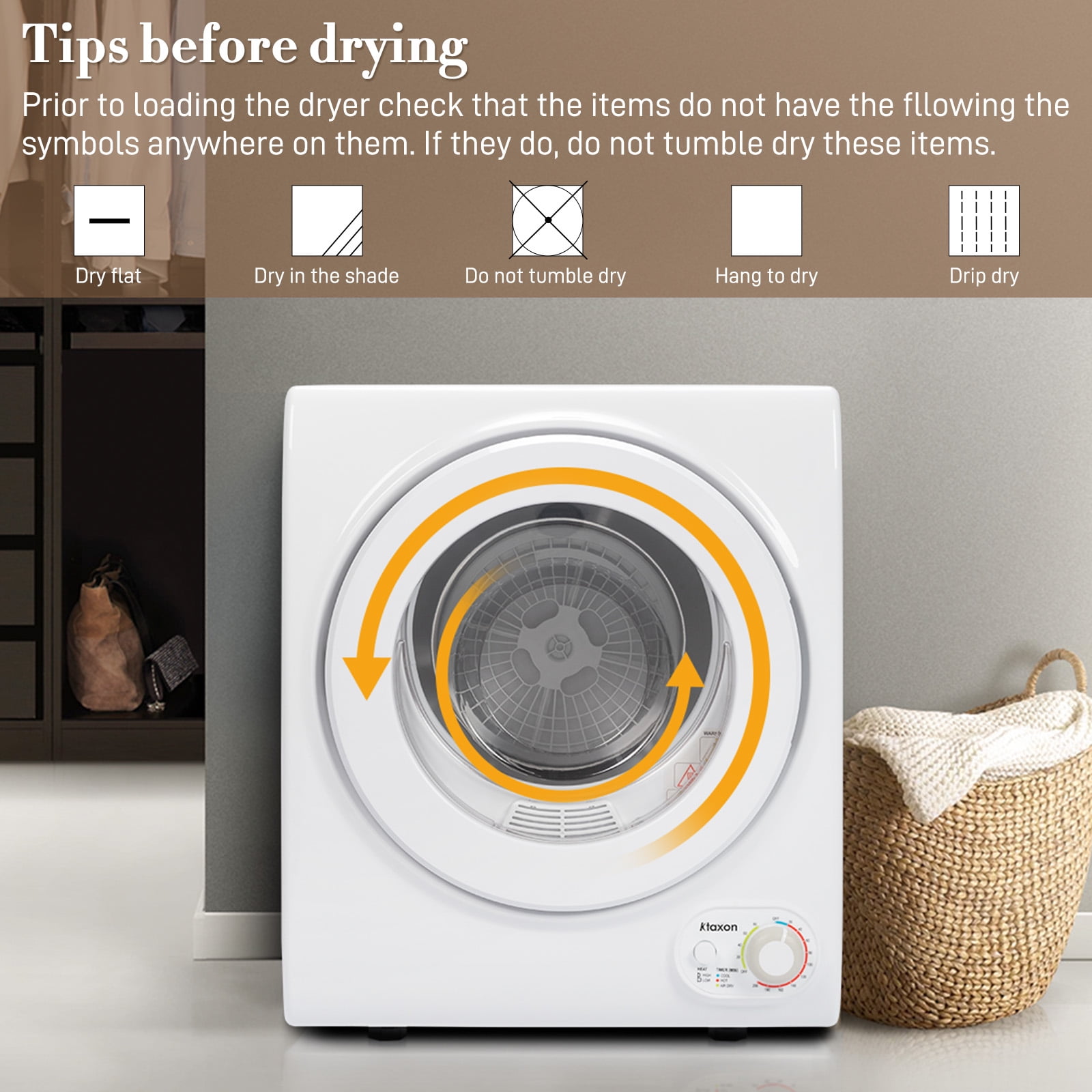 1.6 cu ft Portable Compact Electric Dryer, High End Laundry Front Load Tu