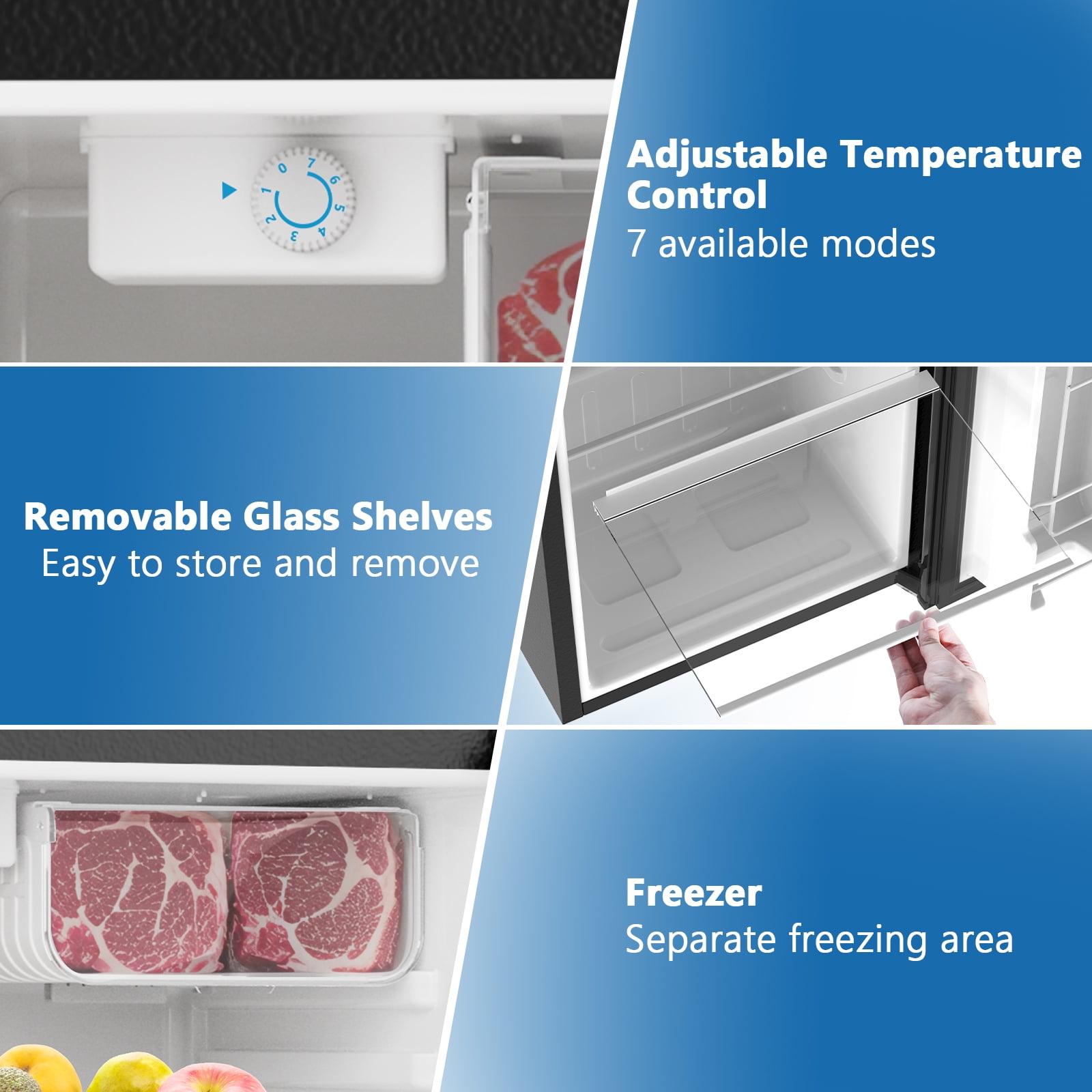 2.6 Cu.ft Mini Fridge with Freezer, Energy Efficient Compact Refrigerator