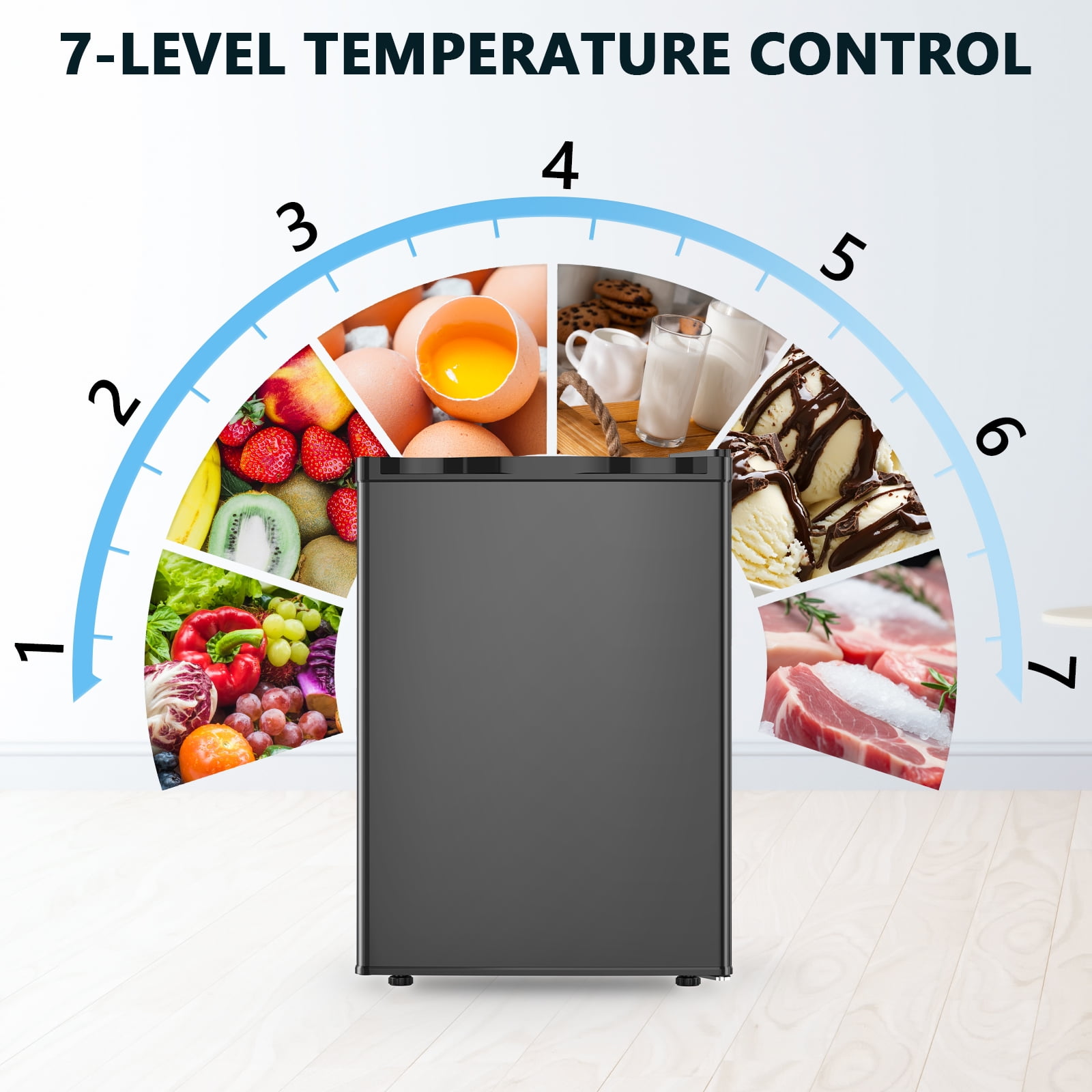 2.6 Cu.ft Mini Fridge with Freezer, Energy Efficient Compact Refrigerator