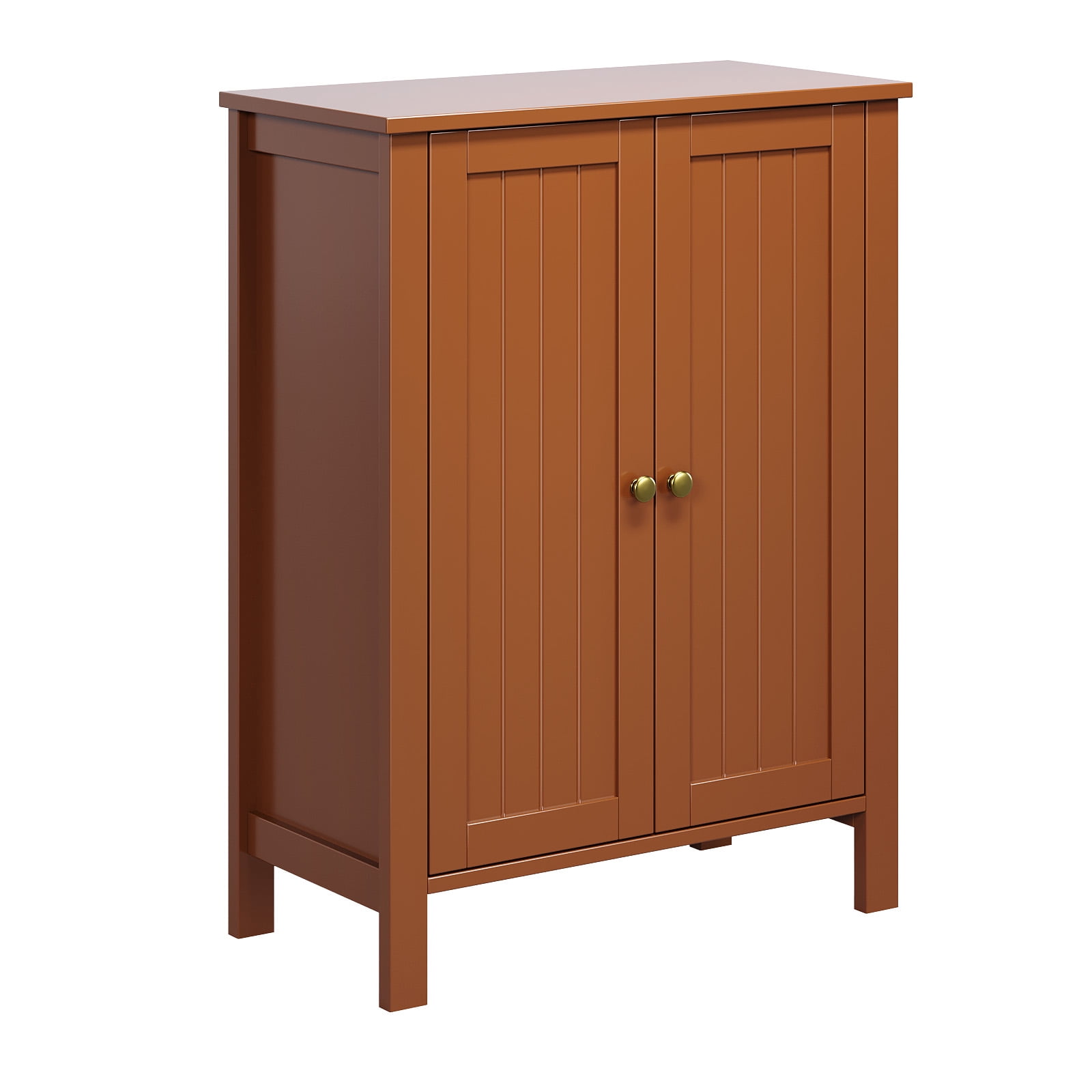 Bathroom Floor Cabinet Storage with 2 Doors and Adjustable Shelves, White