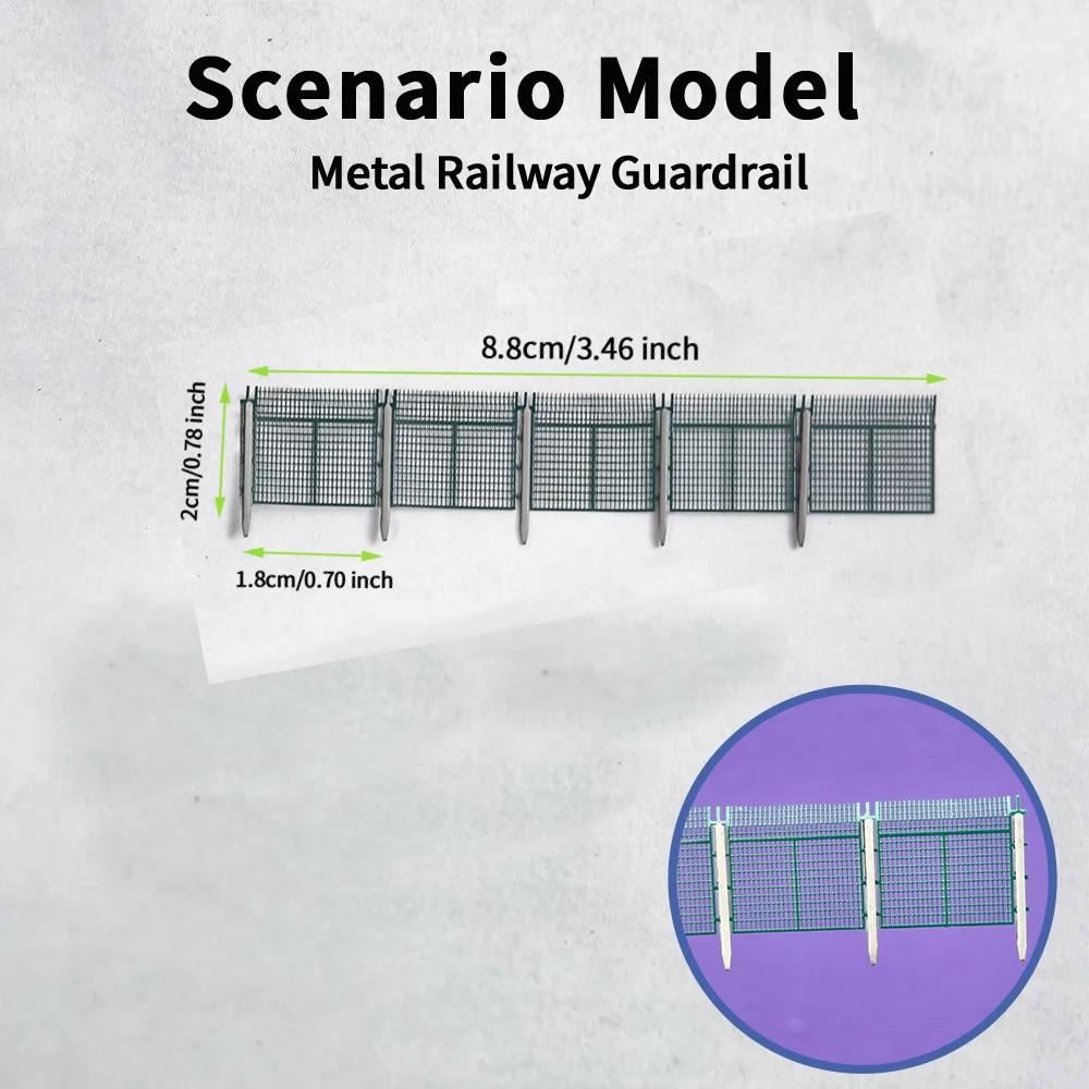 N Scale Metal Fence Guardrail 1/3PCS Railway Diorama Barrier 8.8/17.5cm