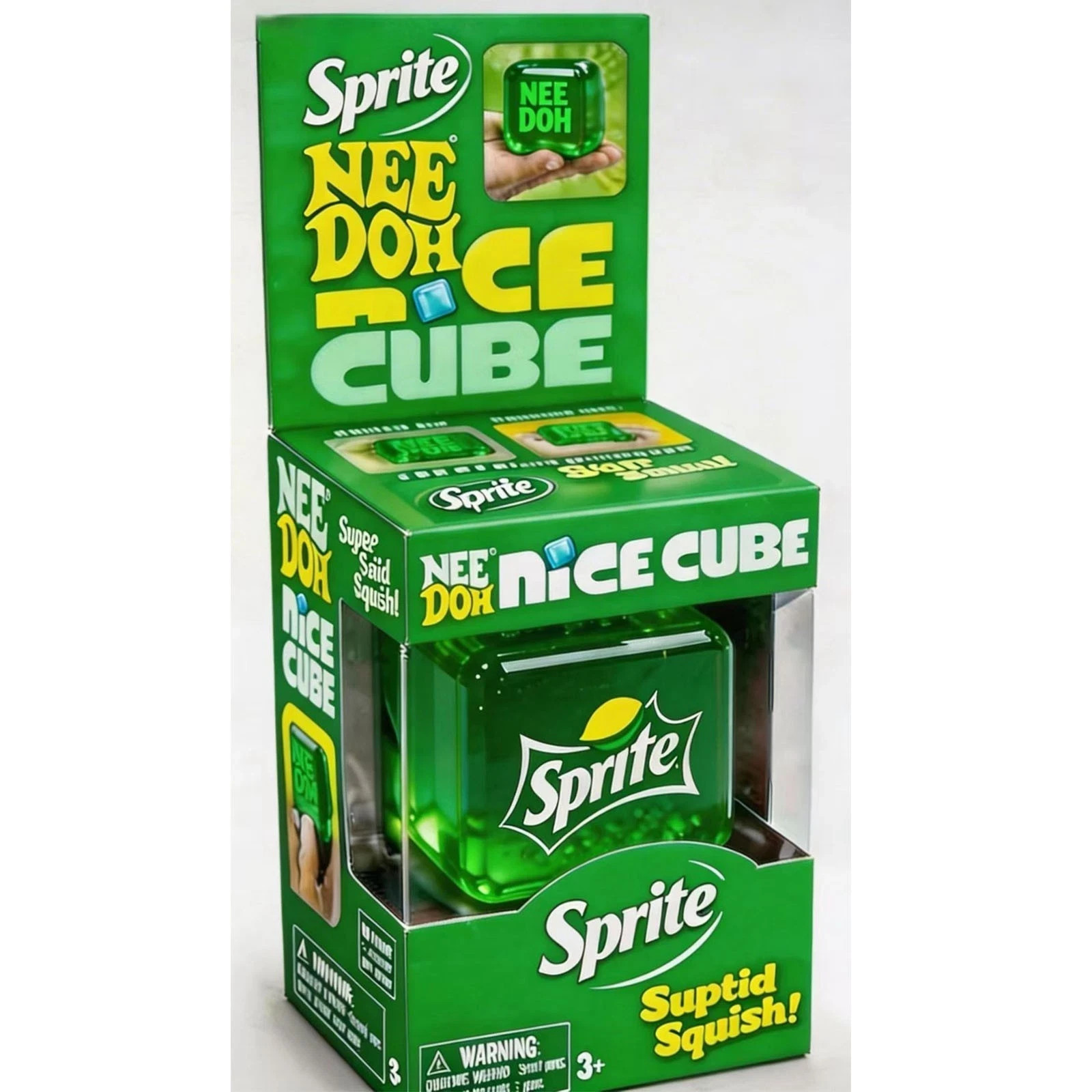 NEW Needoh Limited Edition Sprite Nice Cube Suptid Squish - Green