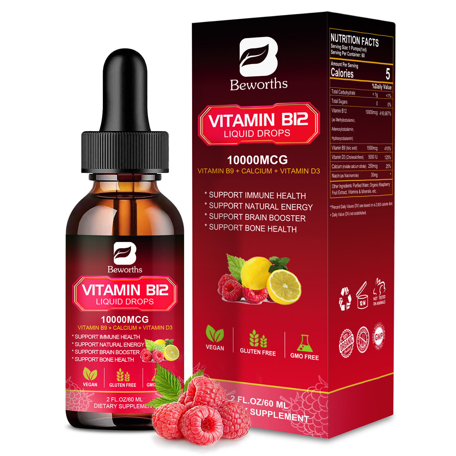 Vitamin B12 Sublingual Liquid Drops Methylcobalamin Vit B 12 10000mcg Per Servin