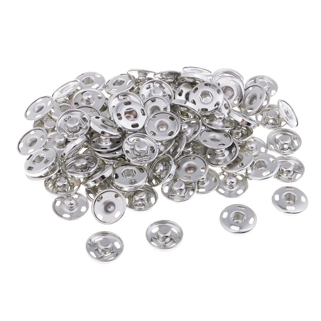 50 Silver Buttons Fastener Clothes Jacket Belts Jacket Clasps