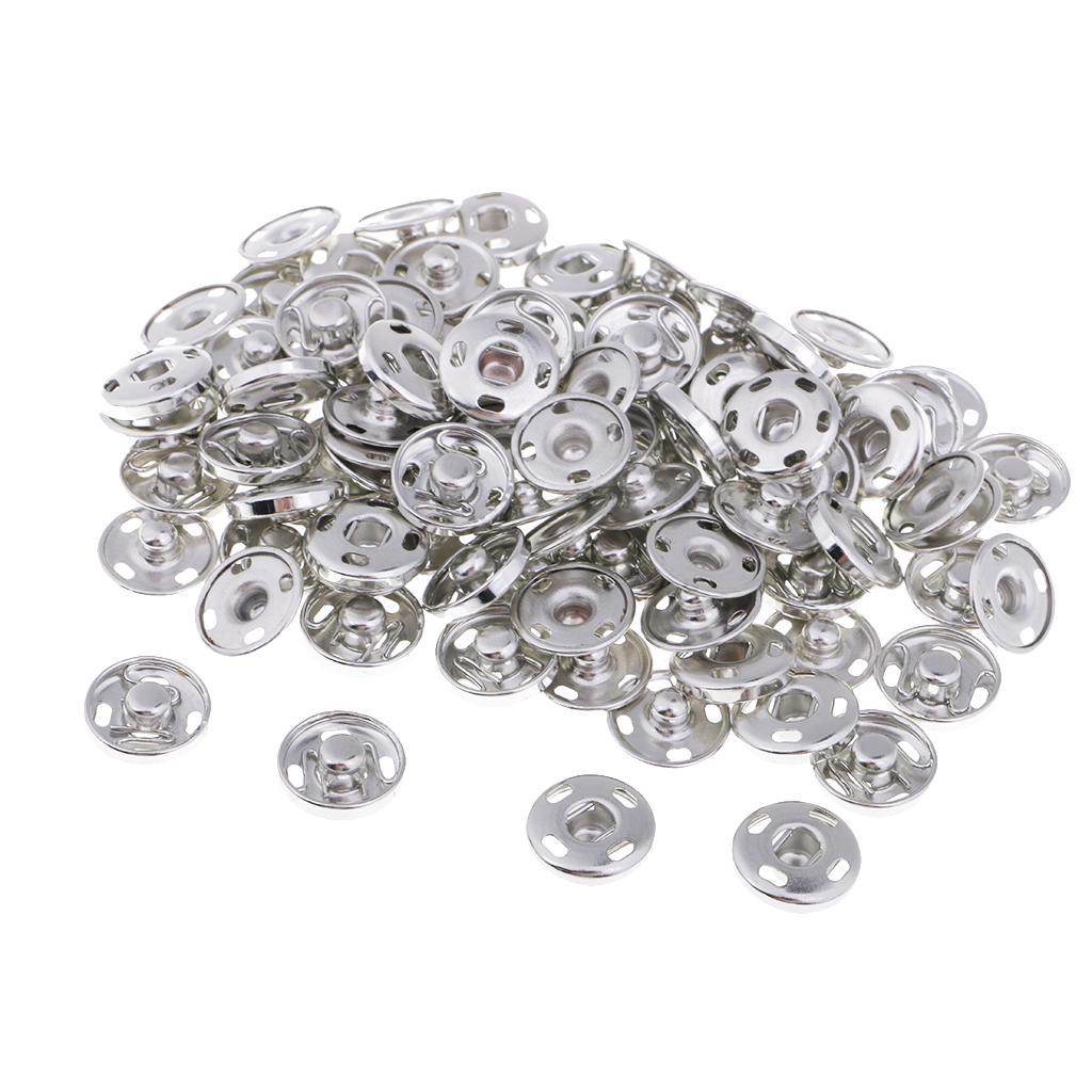 50 Silver Buttons Fastener Clothes Jacket Belts Jacket Clasps