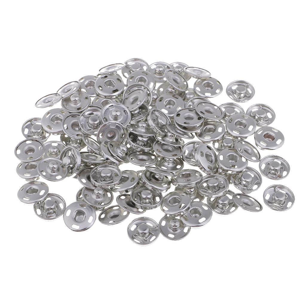 50 Silver Buttons Fastener Clothes Jacket Belts Jacket Clasps