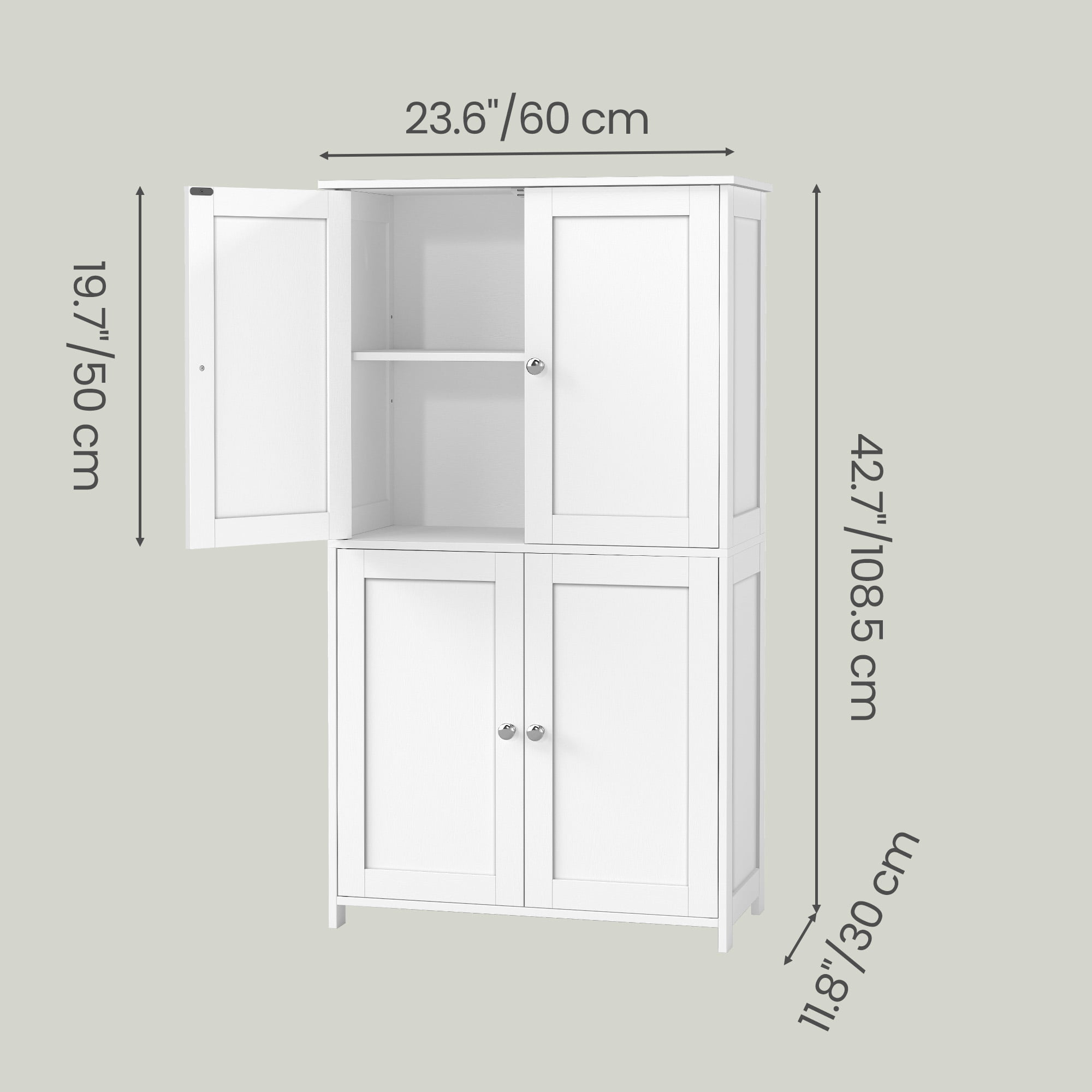 Bathroom Storage Floor Cabinet Organizer with Adjustable Shelf 4 Magnetic