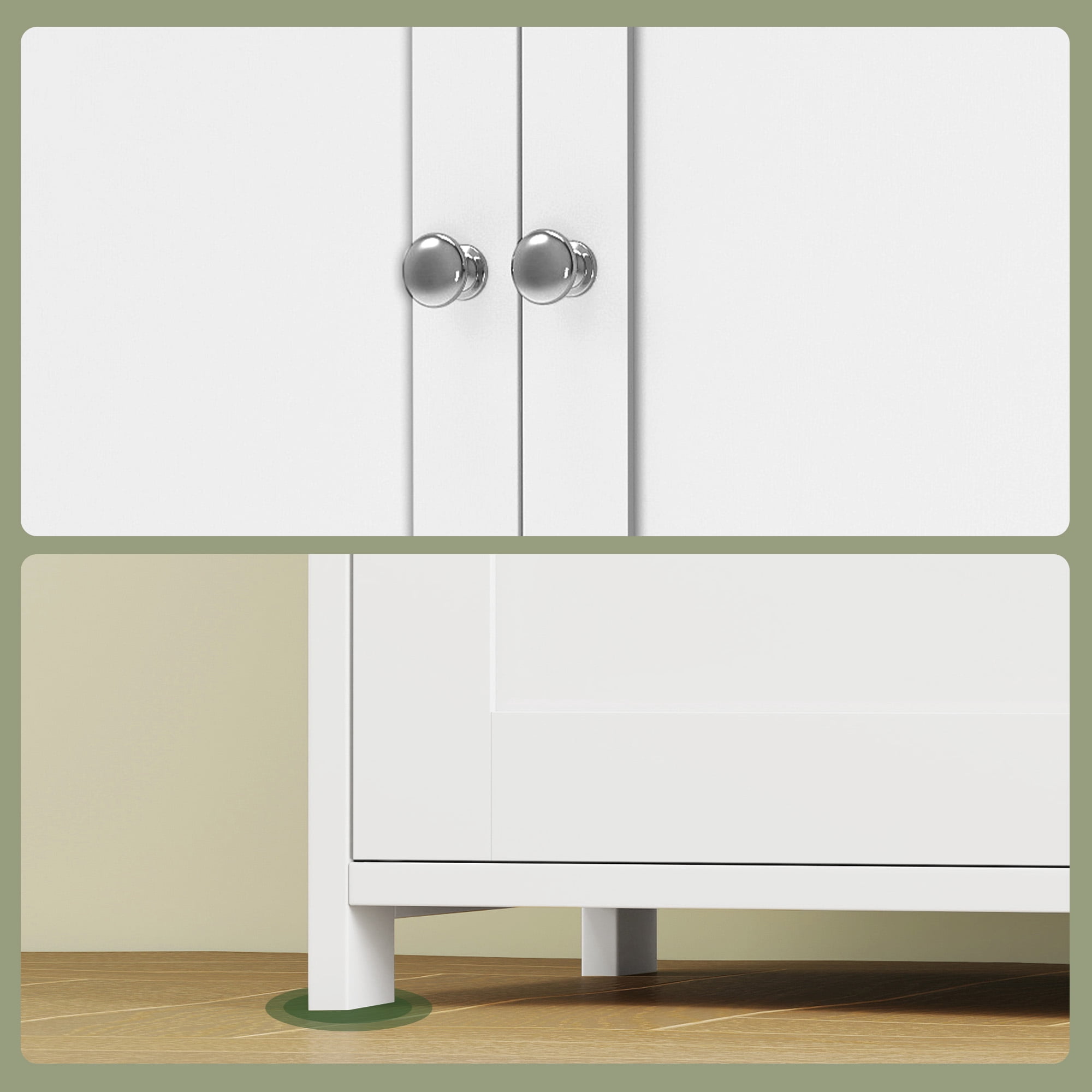 Bathroom Storage Floor Cabinet Organizer with Adjustable Shelf 4 Magnetic