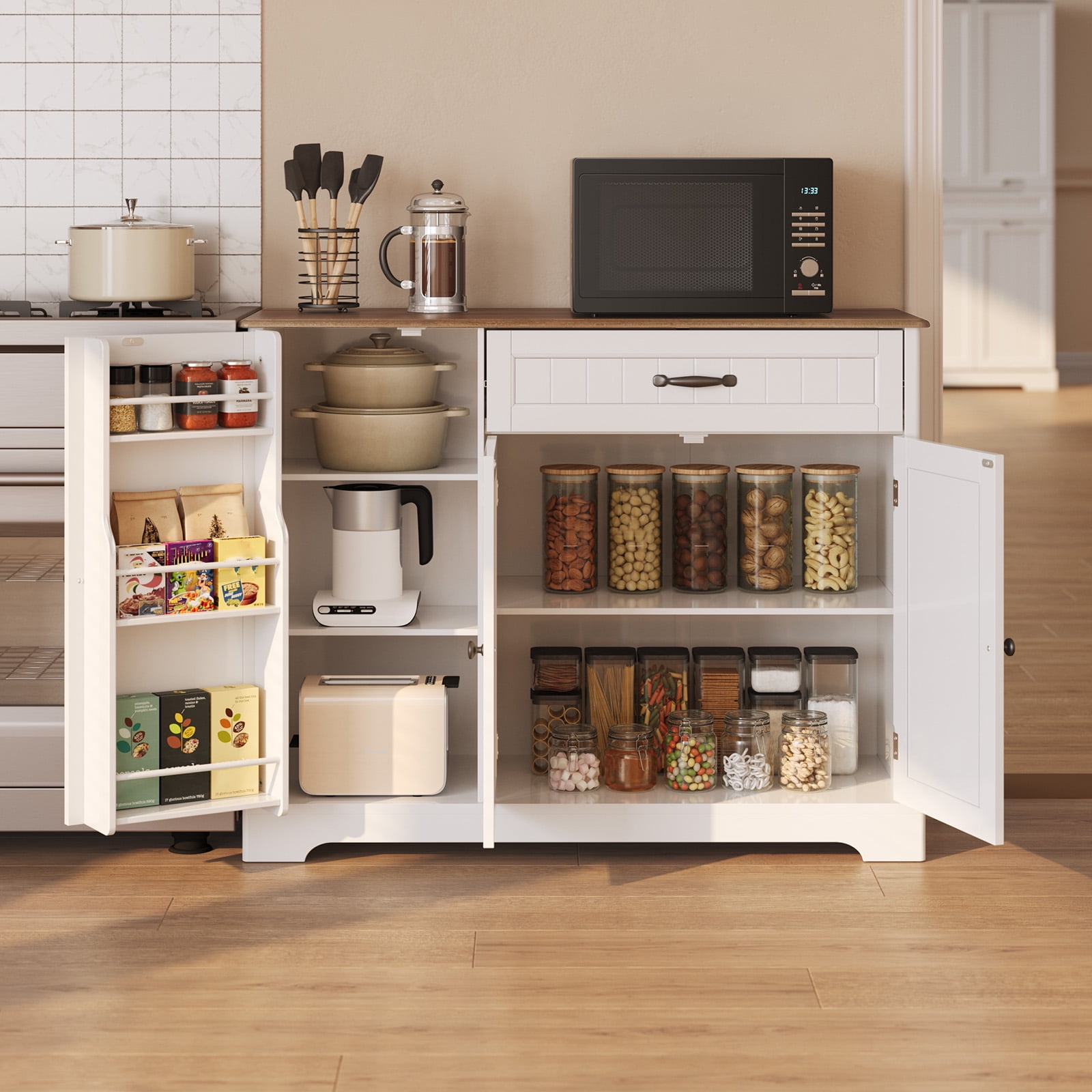 42" Kitchen Storage Cabinet, Sideboard Buffet Cabinet with 8