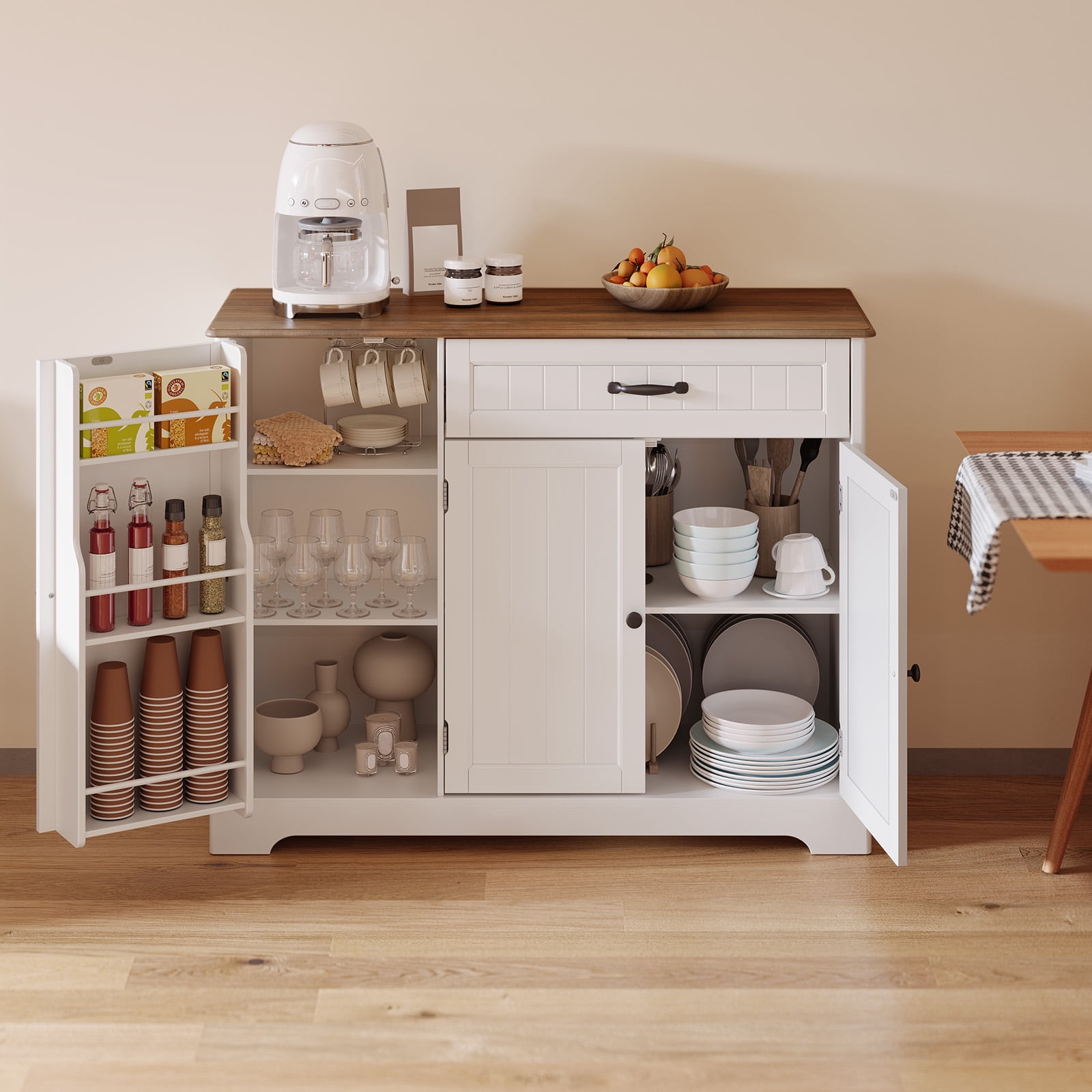 42" Kitchen Storage Cabinet, Sideboard Buffet Cabinet with 8