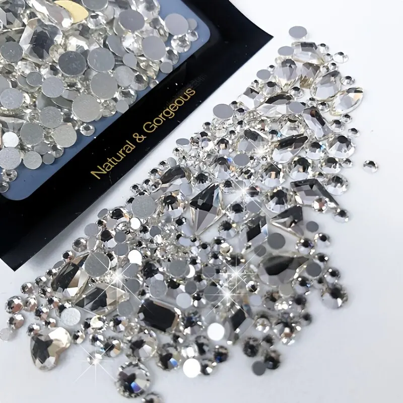 150Pcs Round Flatback Glass Rhinestones Plus 20Pcs Odd, Nail Art Stickers