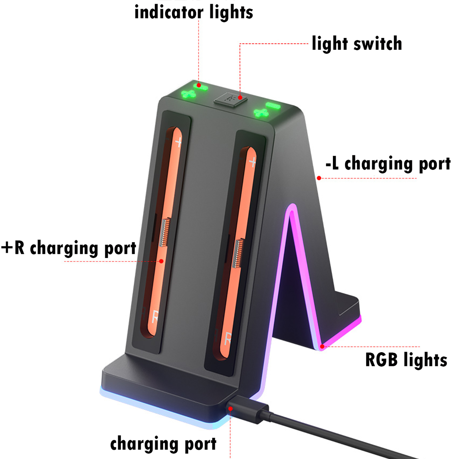 4-Pack Charging Dock for Switch 2 Controllers with RGB Light