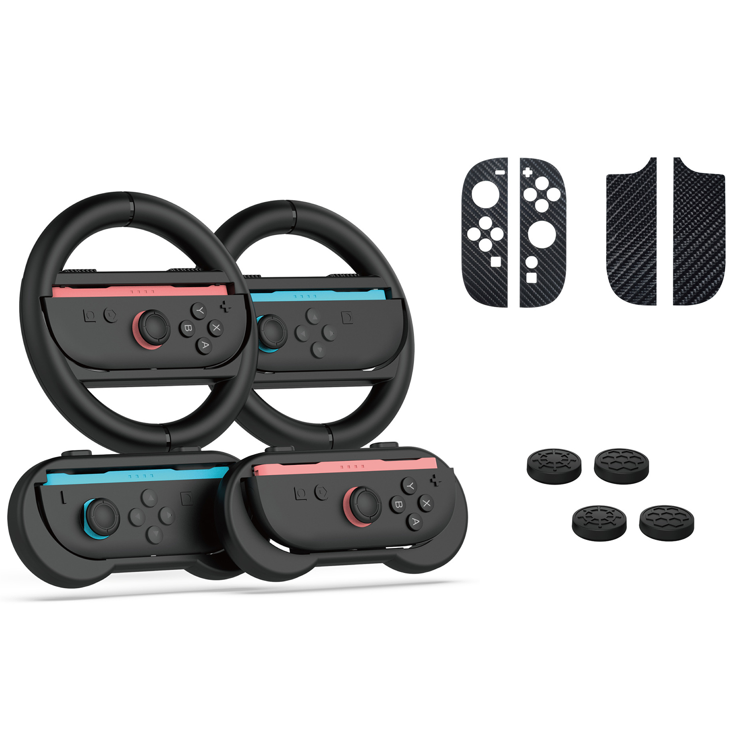 10-in-1 Game Controller Accessories Kit for Switch 2 with Stickers, Wheel, Grip