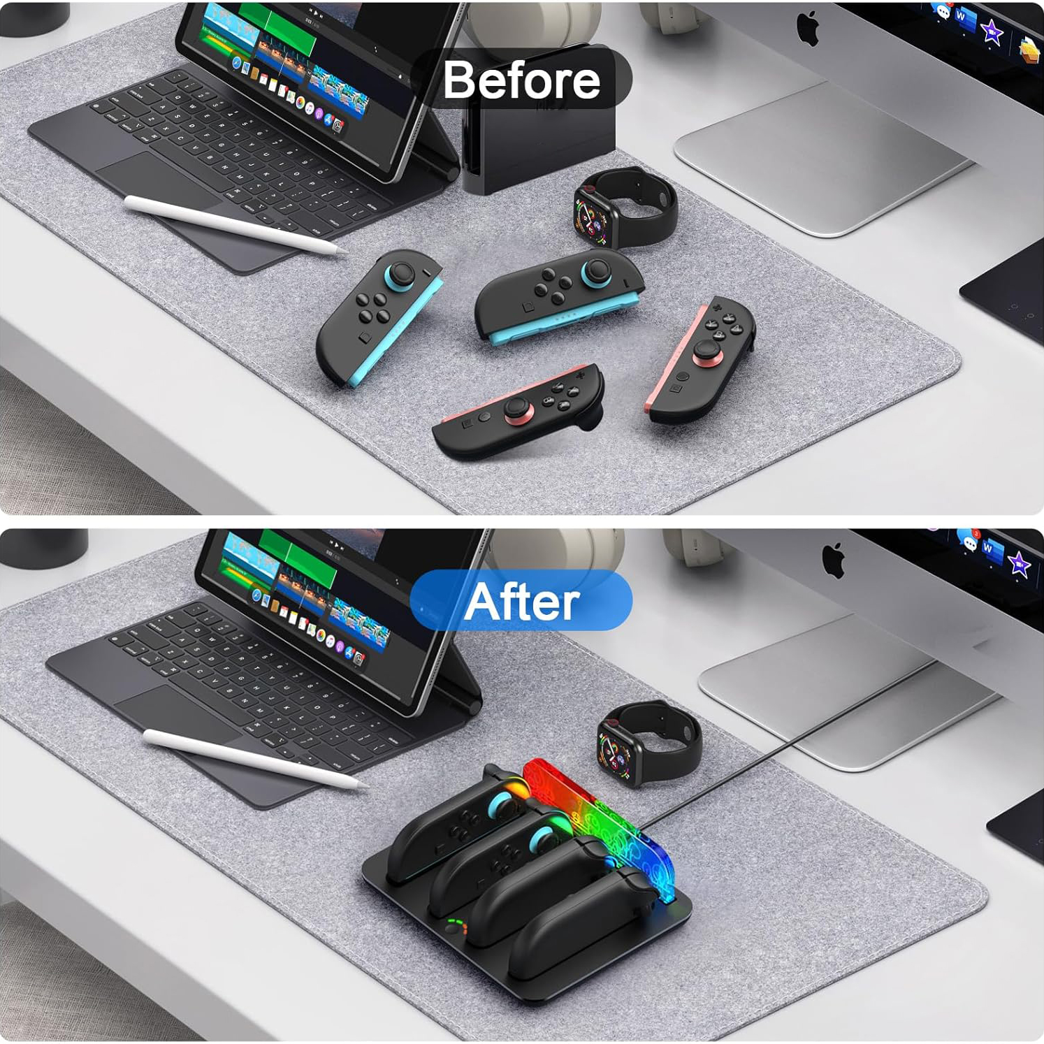 4-in-1 Charging Dock for Switch 2, with LED Indicator, RGB Light, Charging Cable