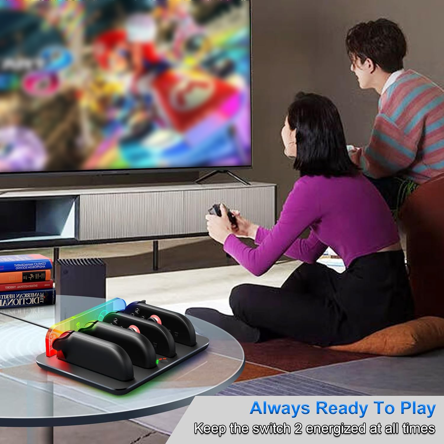 4-in-1 Charging Dock for Switch 2, with LED Indicator, RGB Light, Charging Cable