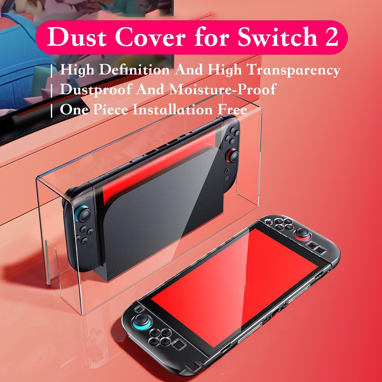 Acrylic Dust Cover for Switch 2 Protective Shell Transparent Lid Display Case