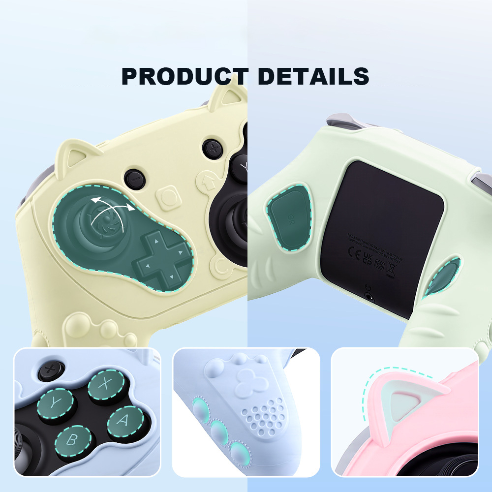 Silicone Protective Case for Switch 2 Pro Controller with Joystick Caps Stickers