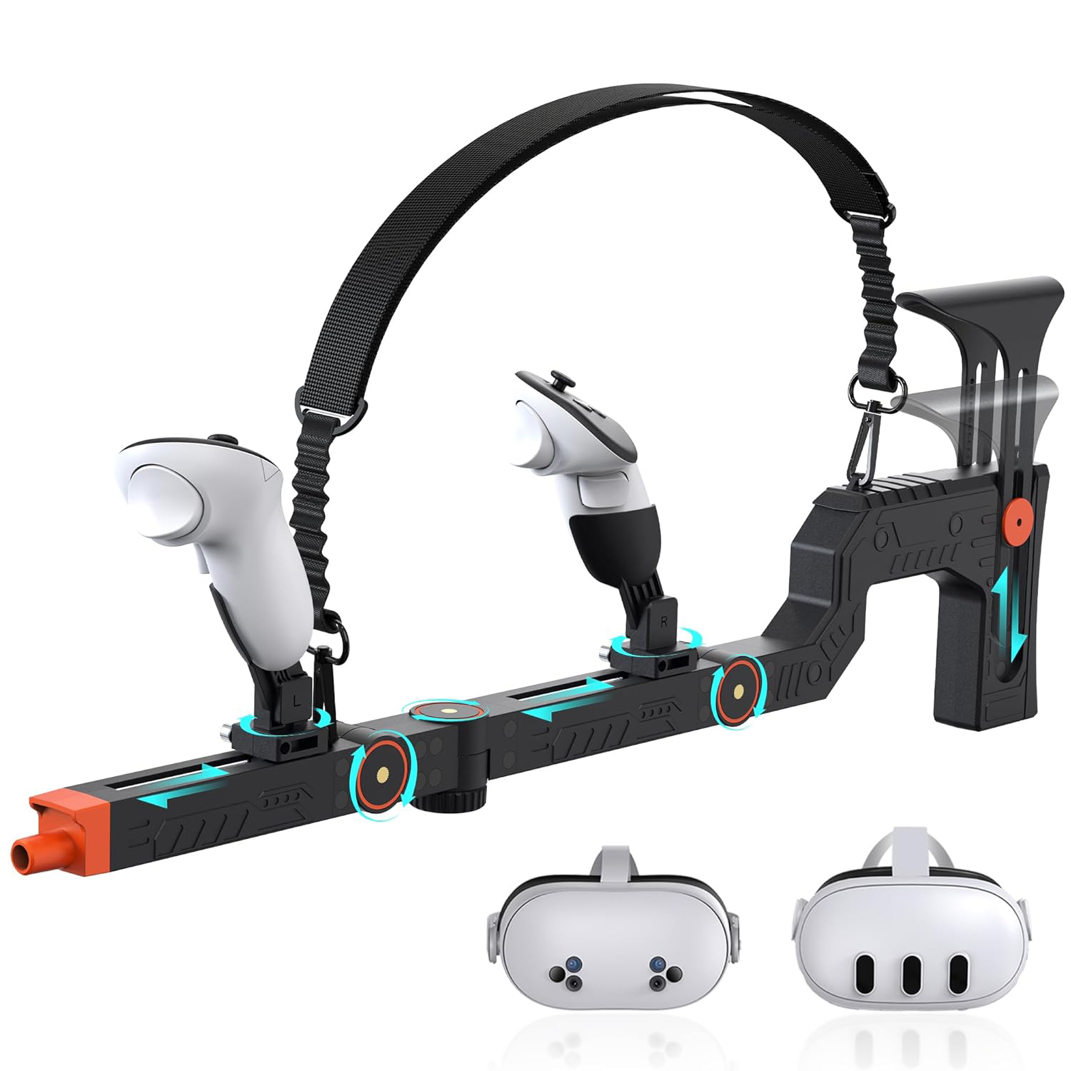 VR Shooter Game Grip for Quest 3 / Quest 3S with Adjustment and Shoulder Straps