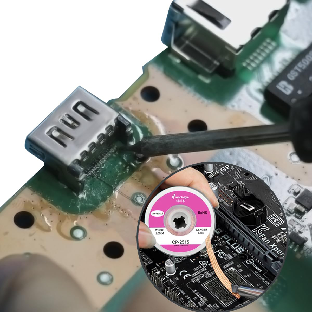 Game Console HDMI Port Replacement for PS5 with Solder Wick