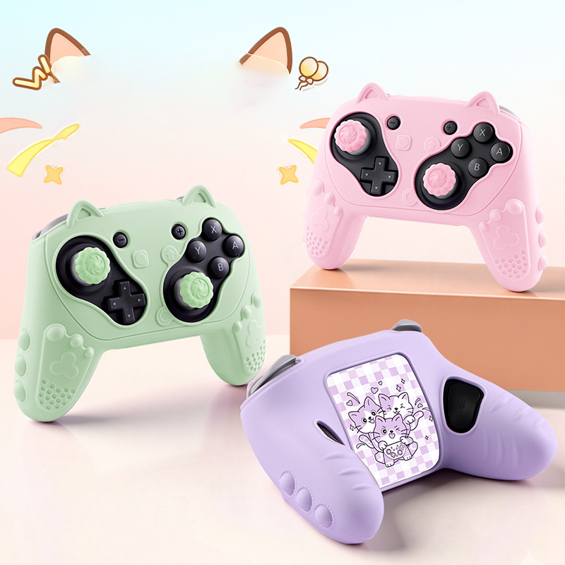 Silicone Protective Case for Switch 2 Pro Controller with Joystick Caps Stickers