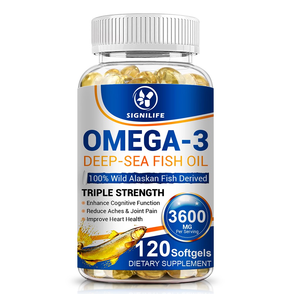 3x Strength EPA & DHA Omega 3 Fish Oil 3600mg, Highest Potency, 4 × 120 Softgels