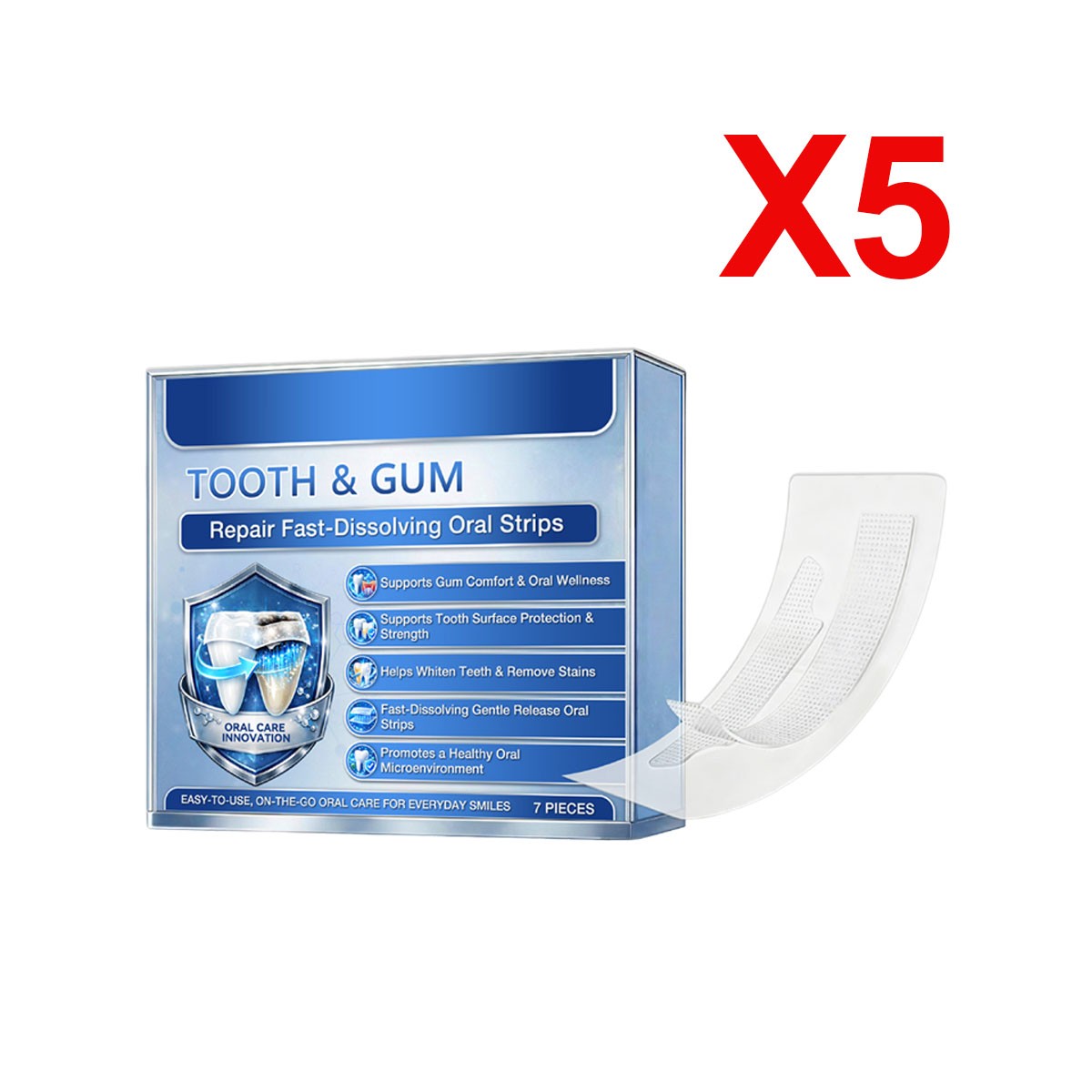 7~35Pcs 5-in-1 Tooth Gum Repair Oral Strips Teeth Whitening Enamel Rebuilding US