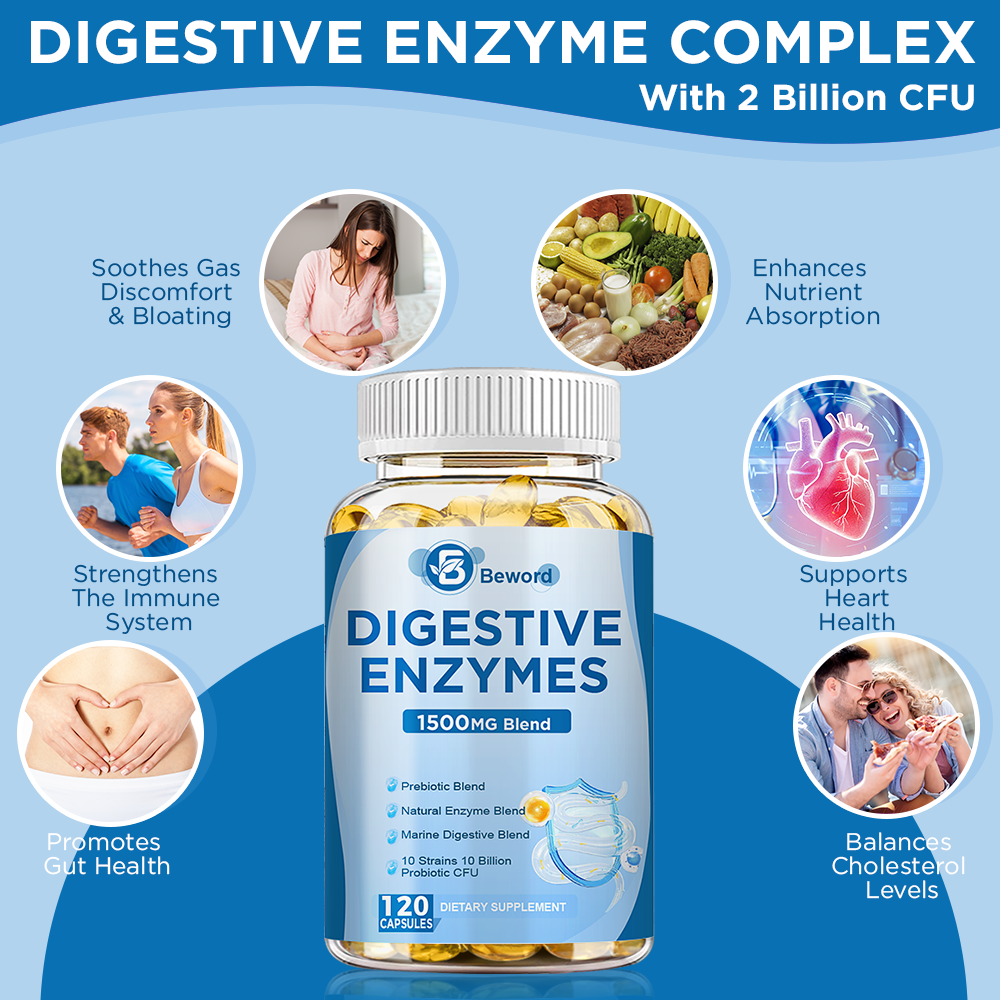 Digestive Enzymes w/ Prebiotic & Probiotics, Gas, Constipation & Bloating Relief