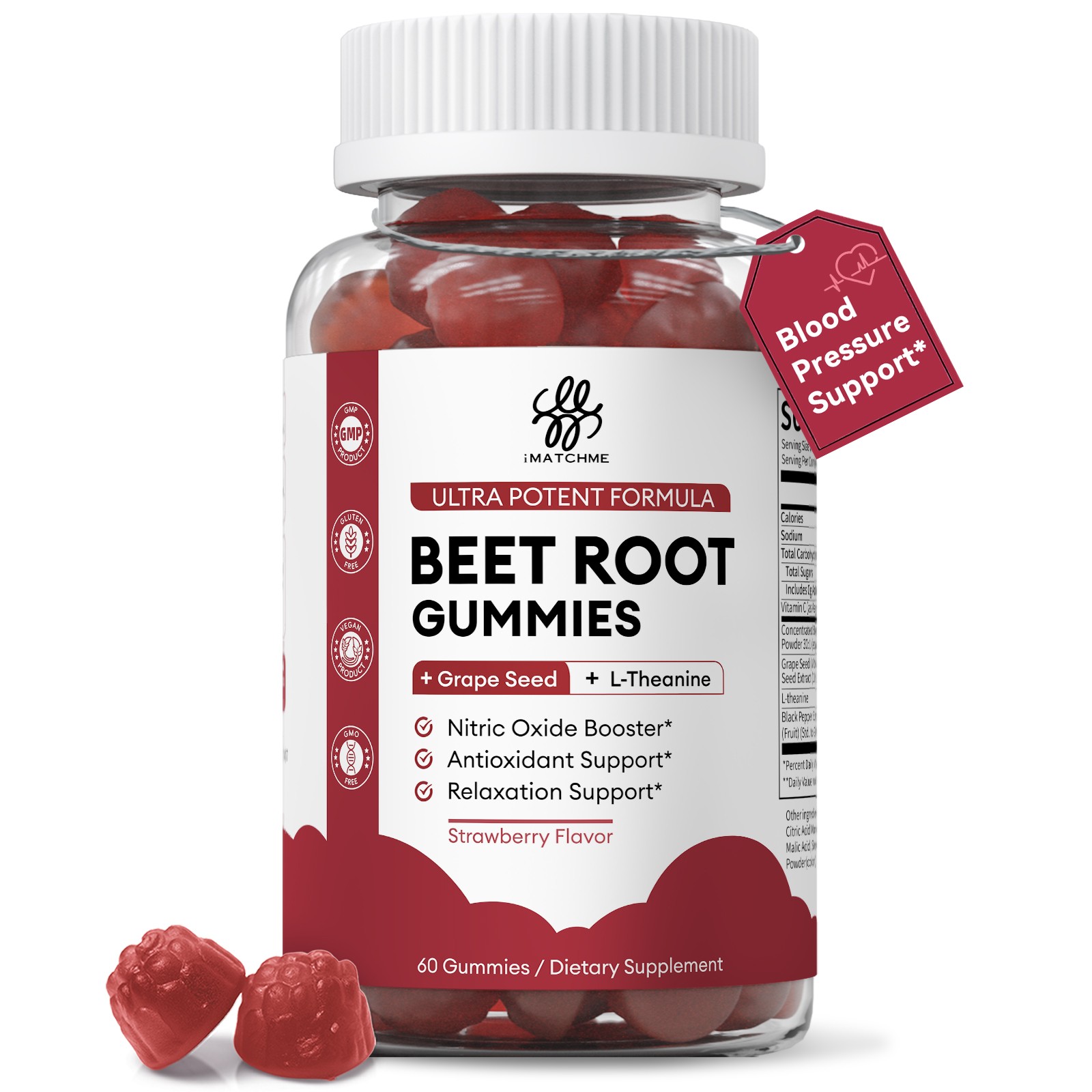 Beet Root 60-240 Gummies Nitric Oxide Booster Promote Healthy Blood Pressure