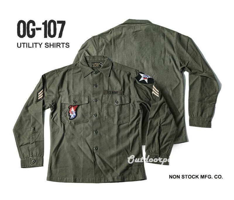 NON STOCK Vintage 10.5OZ Utility Shirts FATIGUE SHIRT OG107 Army Overshirt Men