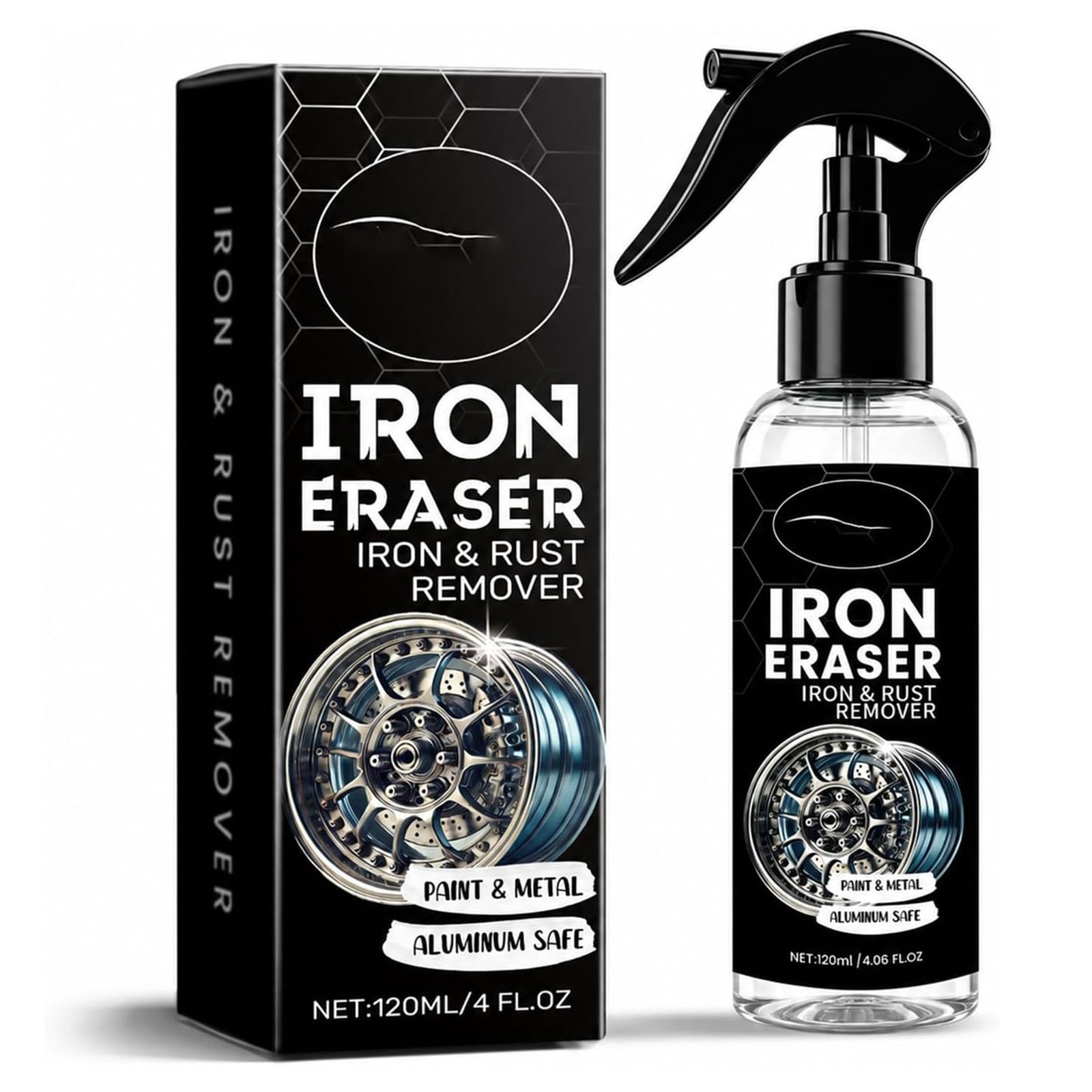 Iron Eraser Rust Remover Spray, Car Wheel Paint Brake Dust Fast Cleaner 120ml US