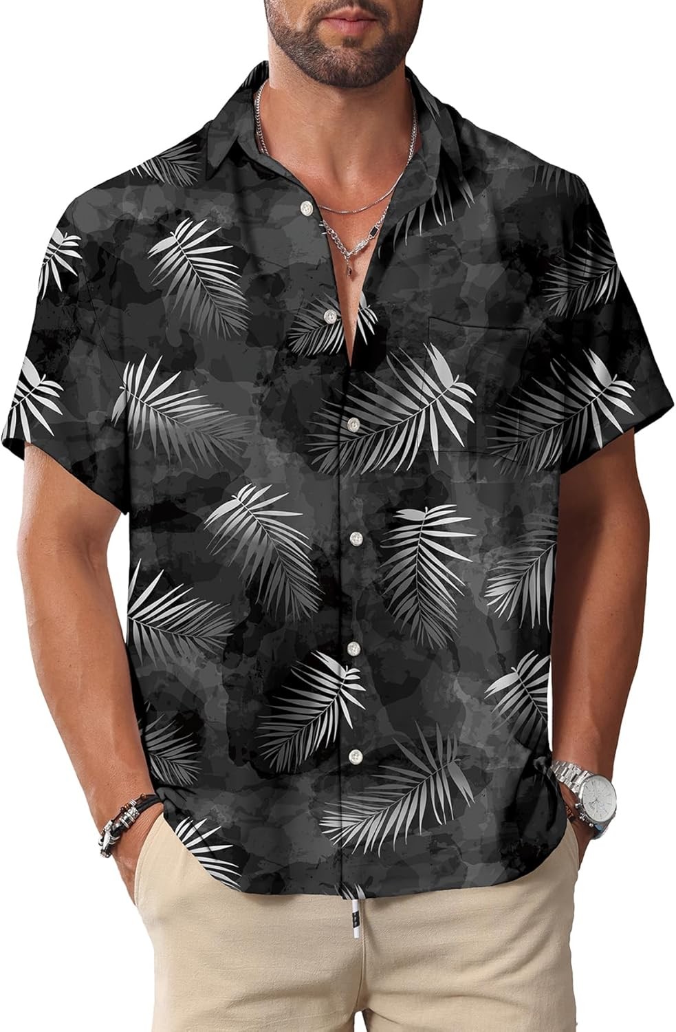 Mens Hawaiian Shirt Short Sleeve Button Down Tropical Beach Casual Summer Top