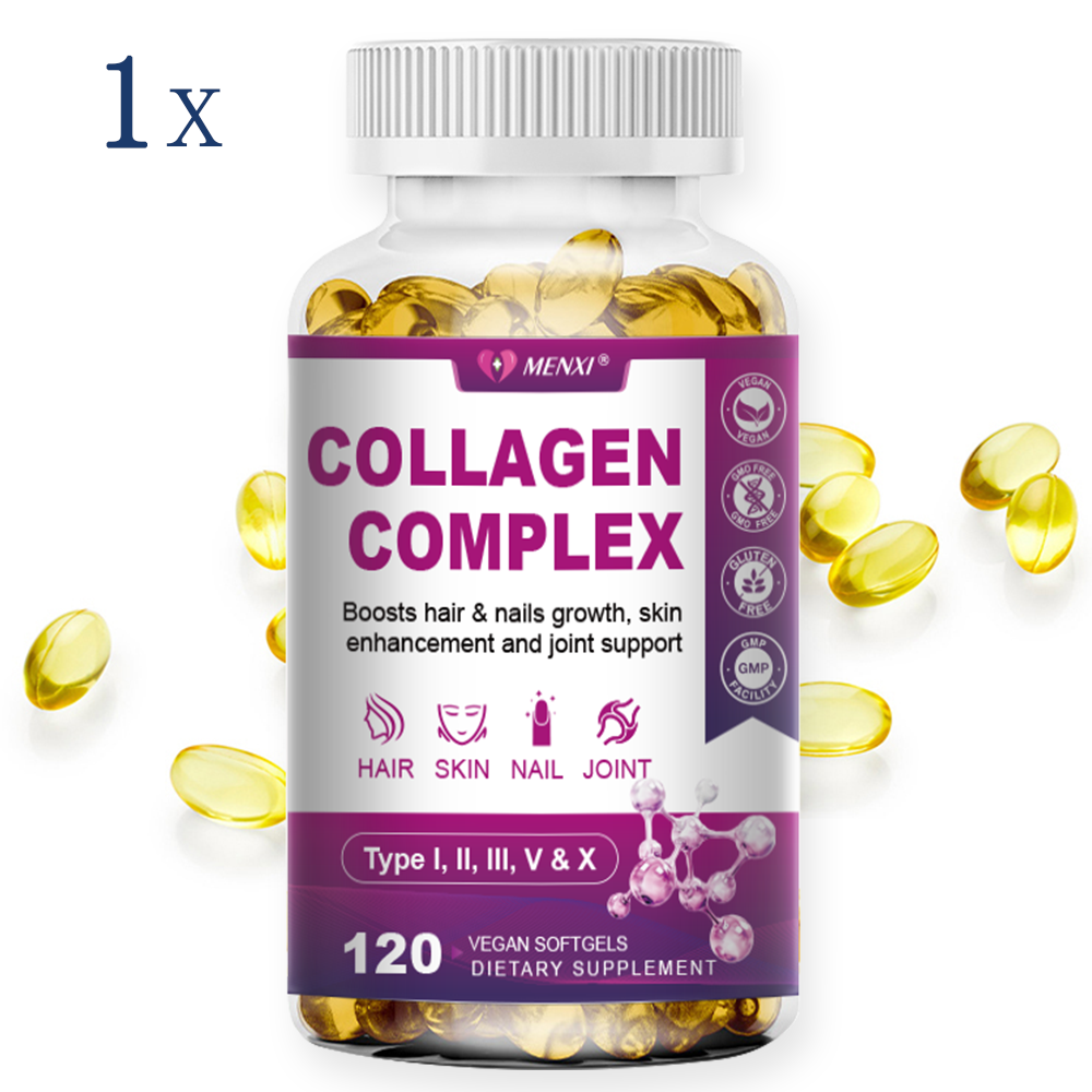 Multi COLLAGEN PEPTIDES 120 Pills Anti-Aging Skin Capsules Types I, II, III, V,X