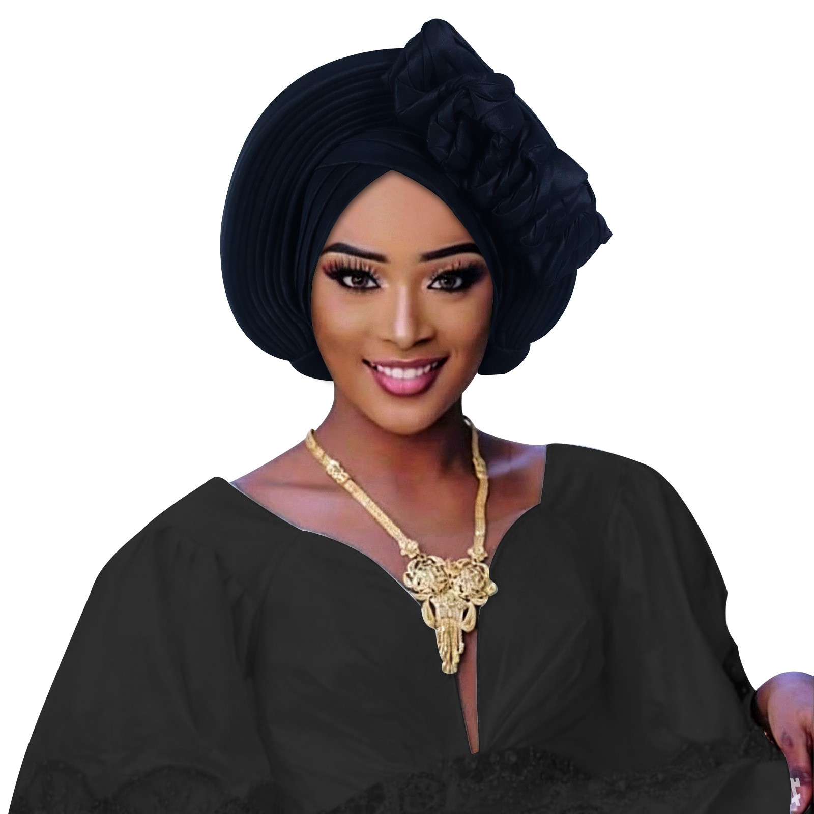 Nigeria Aso Oke Fabric Gele Headtie Ladies Turban Bonnet African Wedding Party