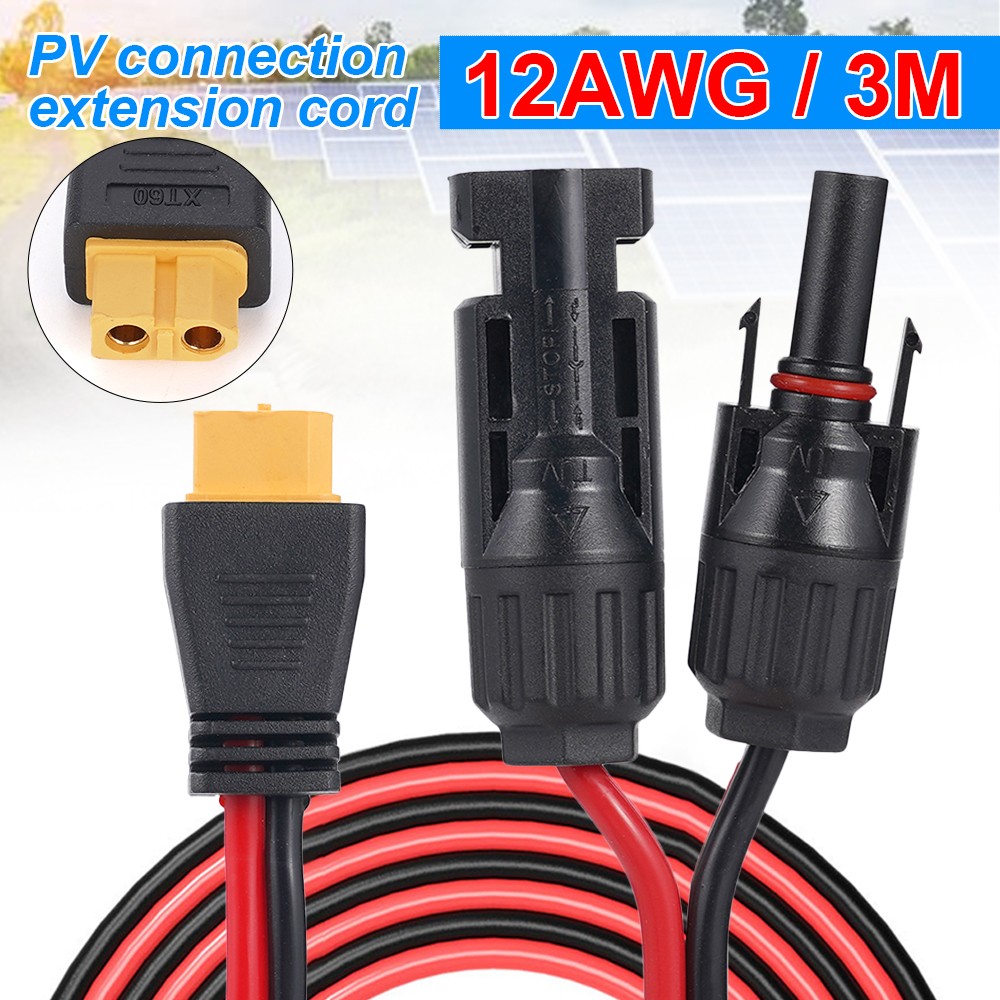 12 AWG XT60 Female to Solar Connector Extension Cable Wire for Solar Generator