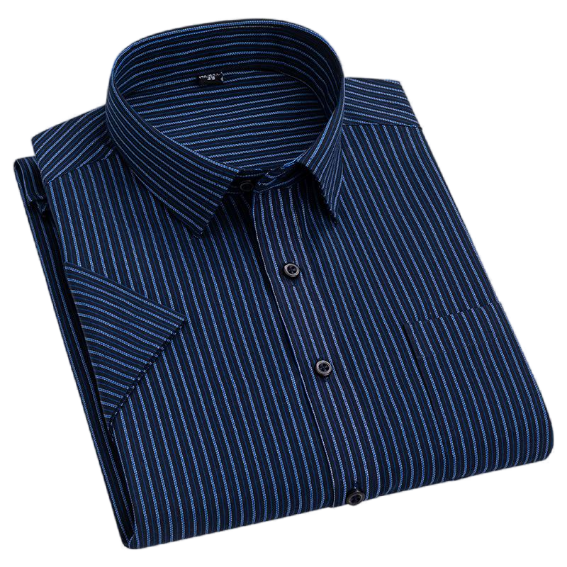 Mens Formal Shirts Office Short Sleeves Striped Bussiness Casual Summer Shirts