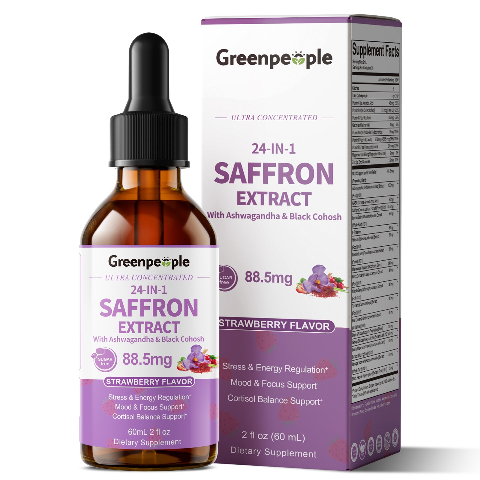 1-4x Saffron Supplements Drops 88.5mg Saffron Extract for Mood Support, Energy