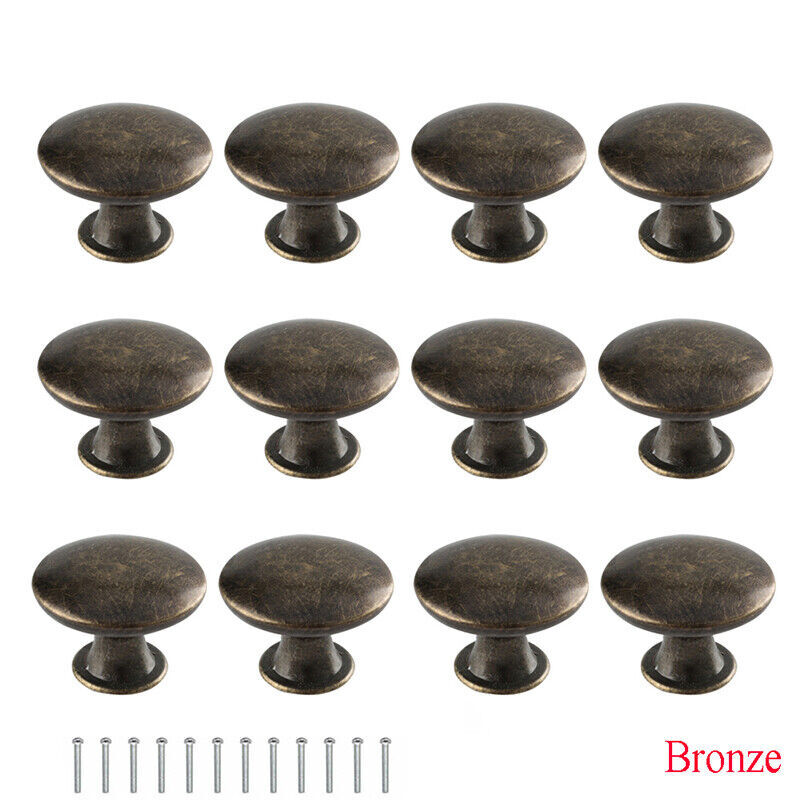 12Pcs Antique Brass Color Knobs Handles For Cabinet Drawer Cupboard Door Knob