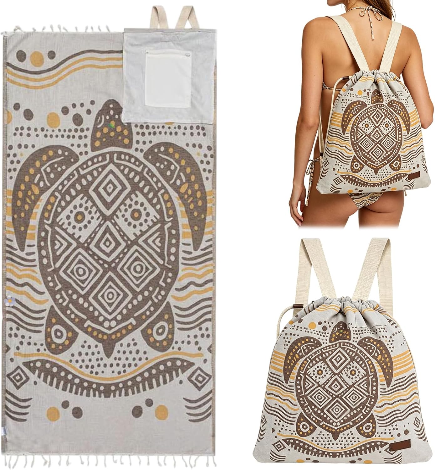 2026 New 2 In 1 Convertible Towel Bag Backpack – Oversized Sand Free Microfiber