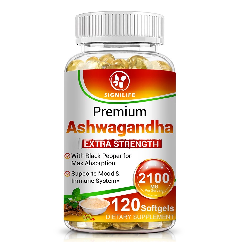 Organic Ashwagandha Capsules 2100mg Supplement w/ Black Pepper Root Powder