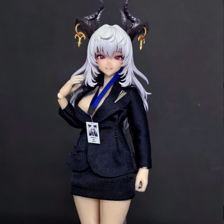 for 6&Prime; Snail Shell Eileen Action Figure1/12 Navy Suit & Pencil Skirt Outfit