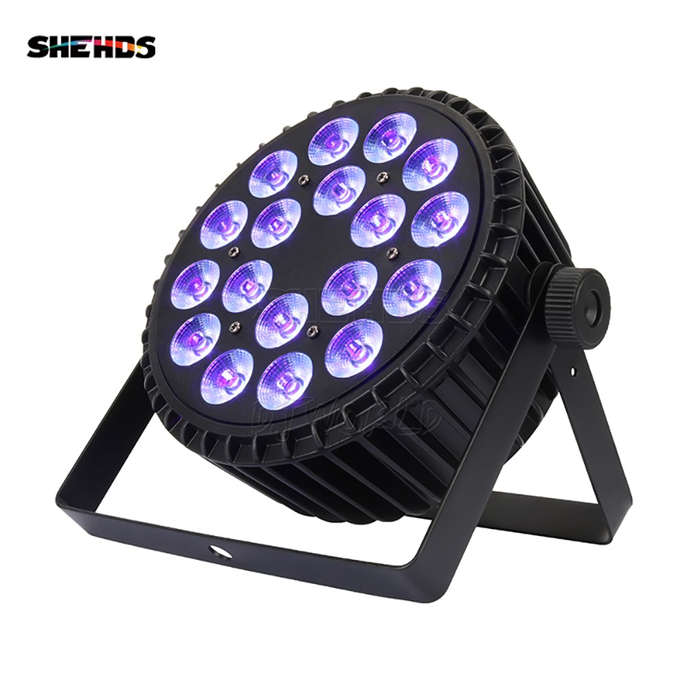 SHEHDS 18x18W LED Aluminum Alloy RGBWA+UV Flat Par Light For Party Show Disco