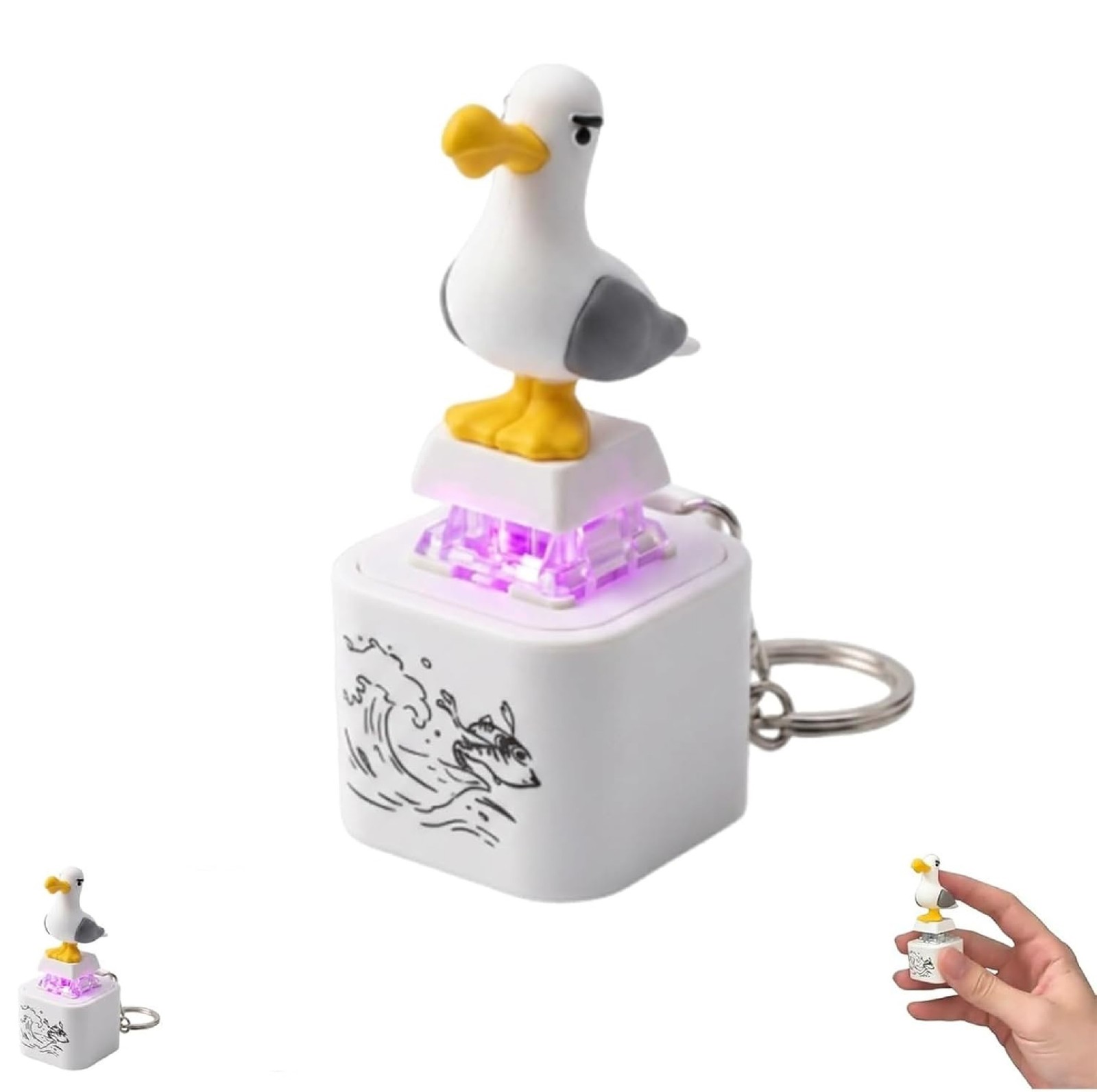 Seagull Mine Keychain,Button with Sound Rechargeable Keyboard Clicker Fidget Toy