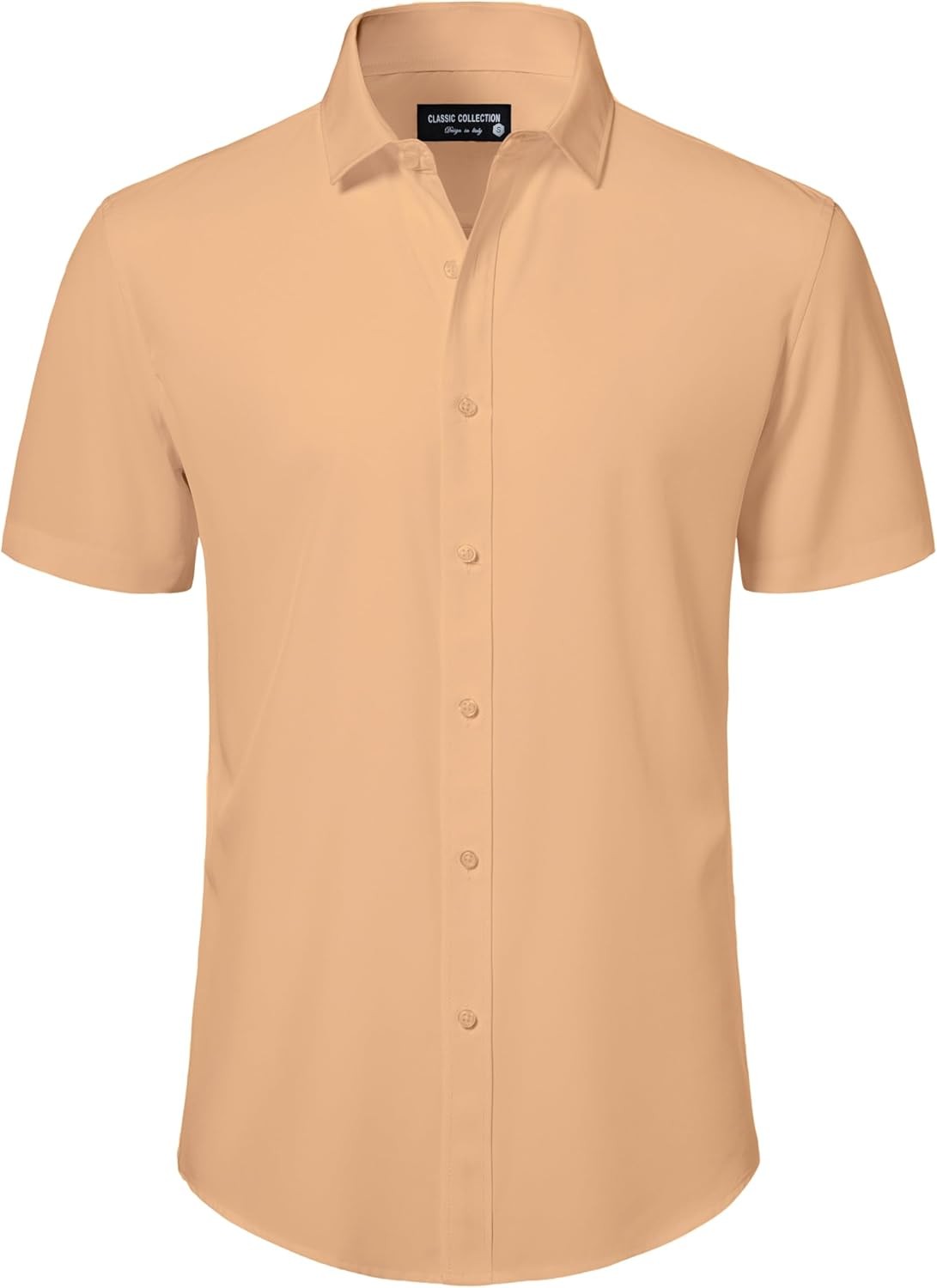 Mens Short Sleeve Dress Shirt Stretch Wrinkle Free Business Casual Button Down