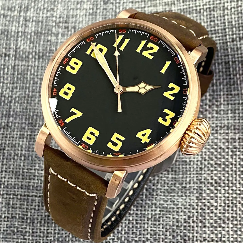 Tandorio 46.5mm Military Big CUSN8 Solid Bronze Auto Men Watch For Japan NH35