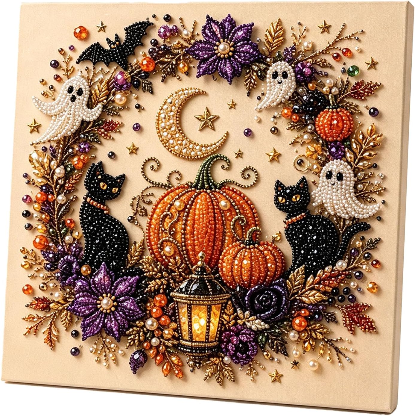 Halloween Ghost Pearl Art DIY Kit, Spooky Cute 3D Diamond Painting Crafts