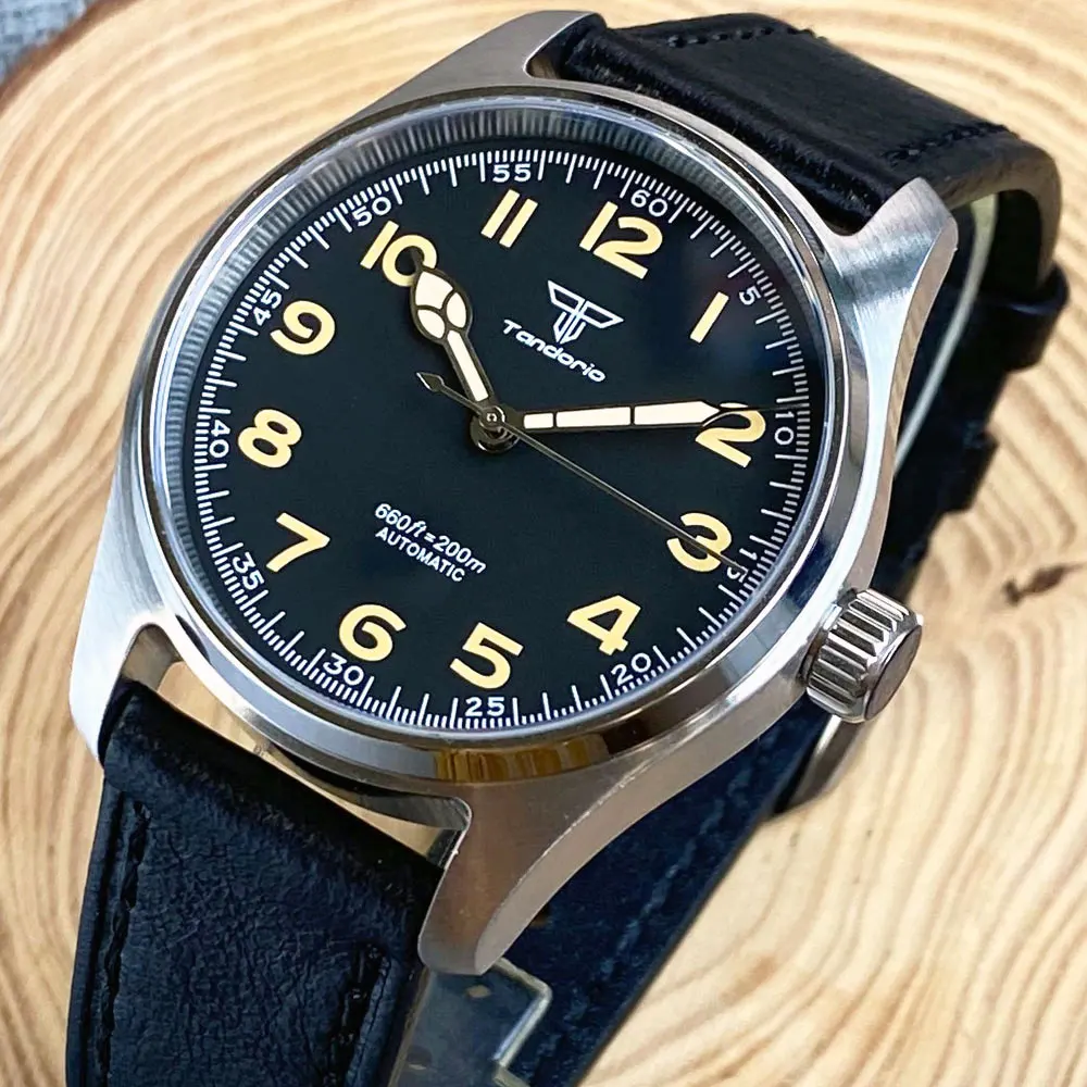 Tandorio New 39mm Sapphire Glass 20ATM Black NH35A Diver Automatic Men Watches
