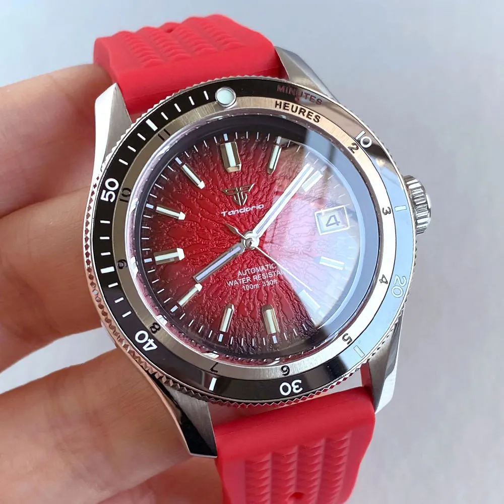 Tandorio New 40mm 20ATM Stainless Steel Automatic Men Watch For Miyota 8215 Lume