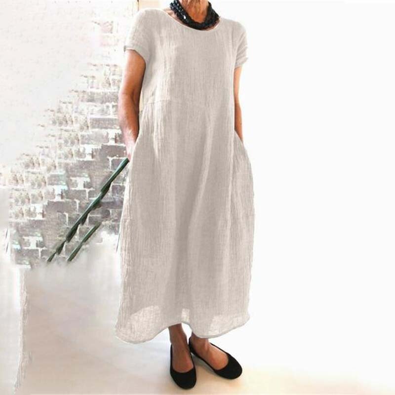 Dress Women’s Sundress Plus Size Loose Cotton Summer Midi Dress T-Shirt
