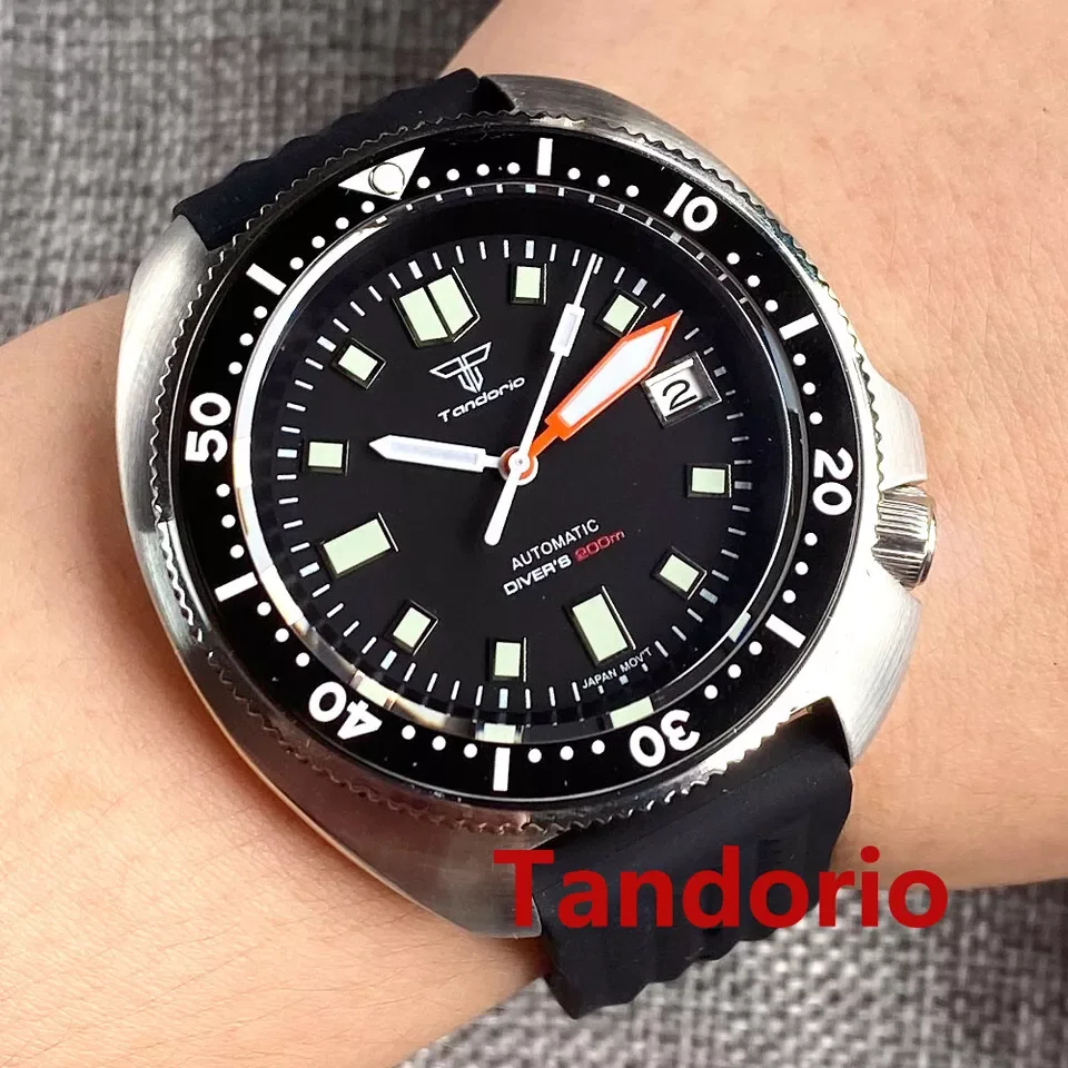 Tandorio 44mm Stainless Steel Automatic Mechanical Turtle Men Watch Miyota 8215