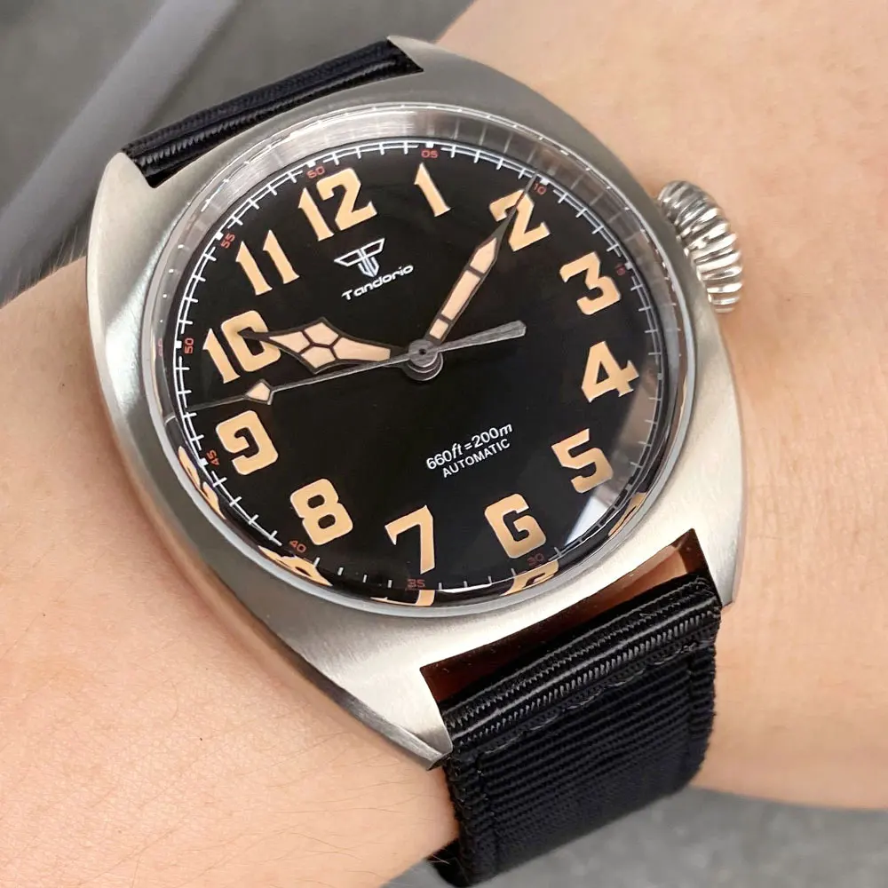 Tandorio New 40mm Sapphire Glass Military Japan NH35 Mechanical Watch for Men